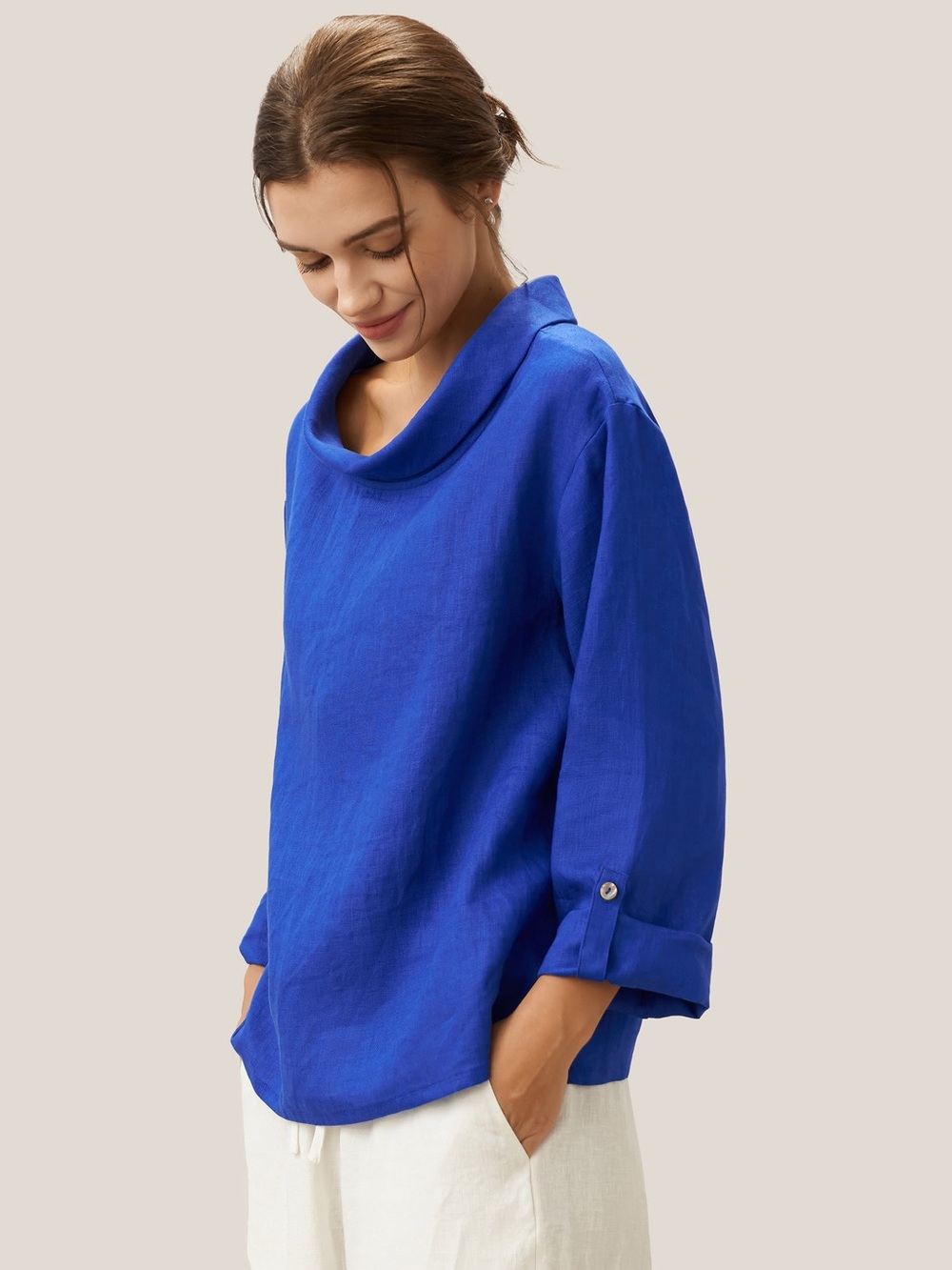 Cool-Touch Natural Linen Lintico
100% Linen Draped Neck Top HOLLIS - Picture 2 of 12